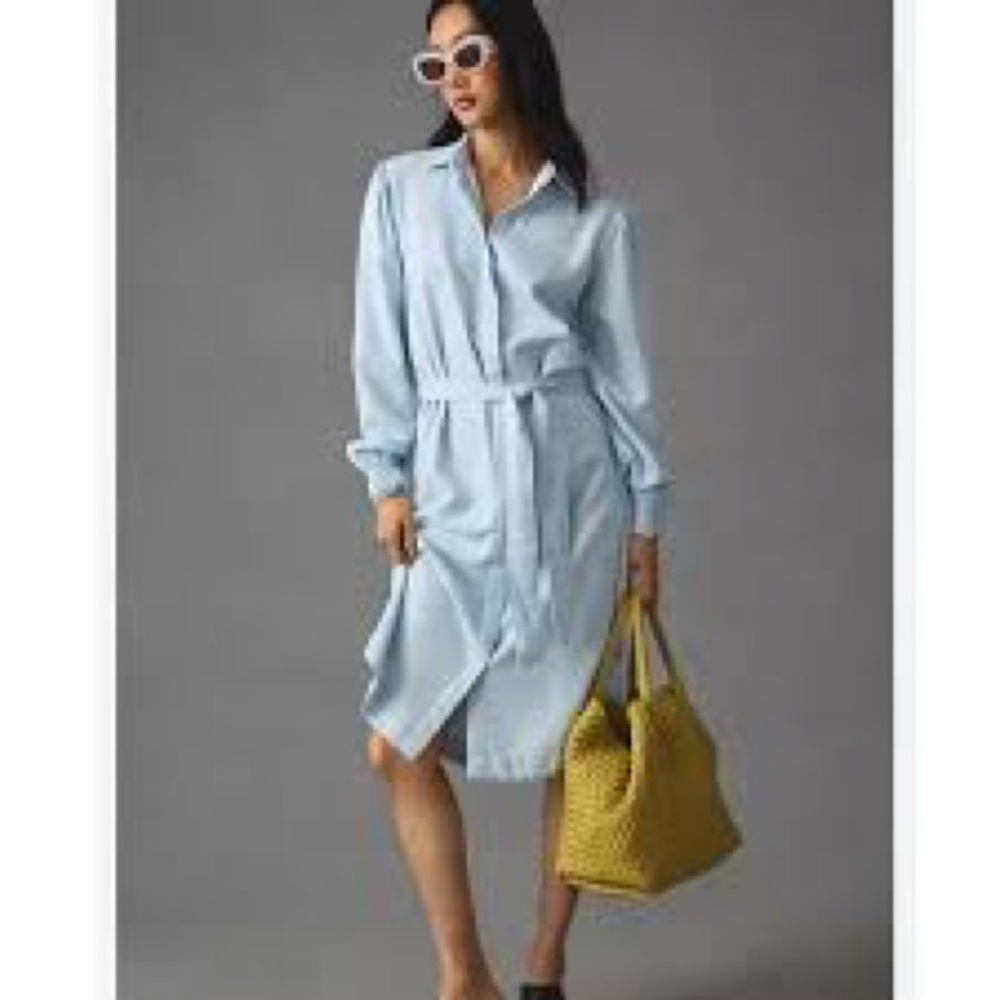Cloth & Stone Shirt Dress Belted Covered Button Up Light Blue Women’s XS Preppy